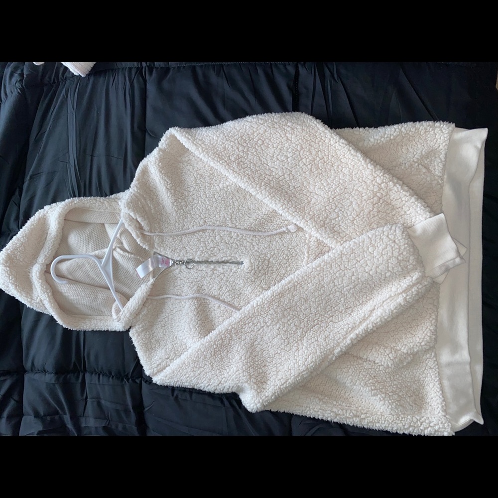 Cream Sherpa Half-Zip Hoodie